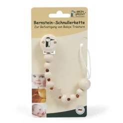 Grunspecht Houten Speenkoord Met Barnsteen
